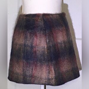 Plaid Wool Blend Skirt